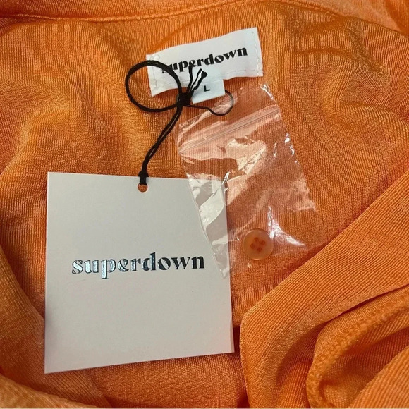 NEW Revolve X Superdown Evelyn Button Front Dress in Tangerine Babydoll Sz Large - Picture 4 of 6